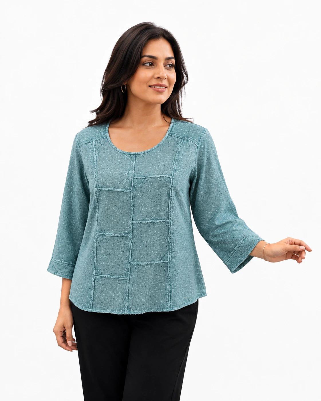Women's 100% Rayon Patchwork Ethnic Top SHT-2032