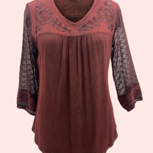 Trendy Female V Neck ? Sleeve Top Blouse SHT-1974