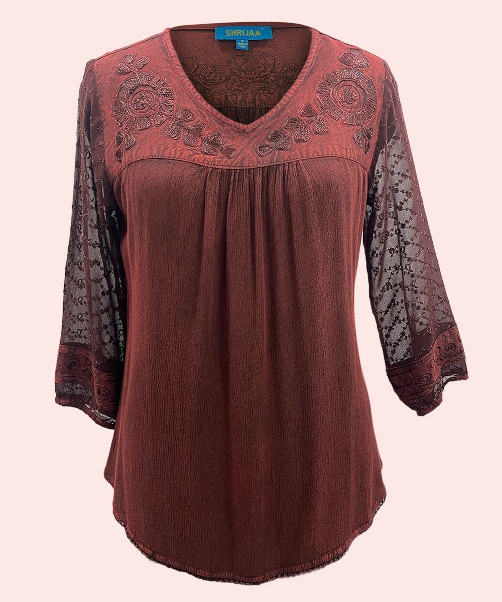Trendy Female V Neck ? Sleeve Top Blouse SHT-1974