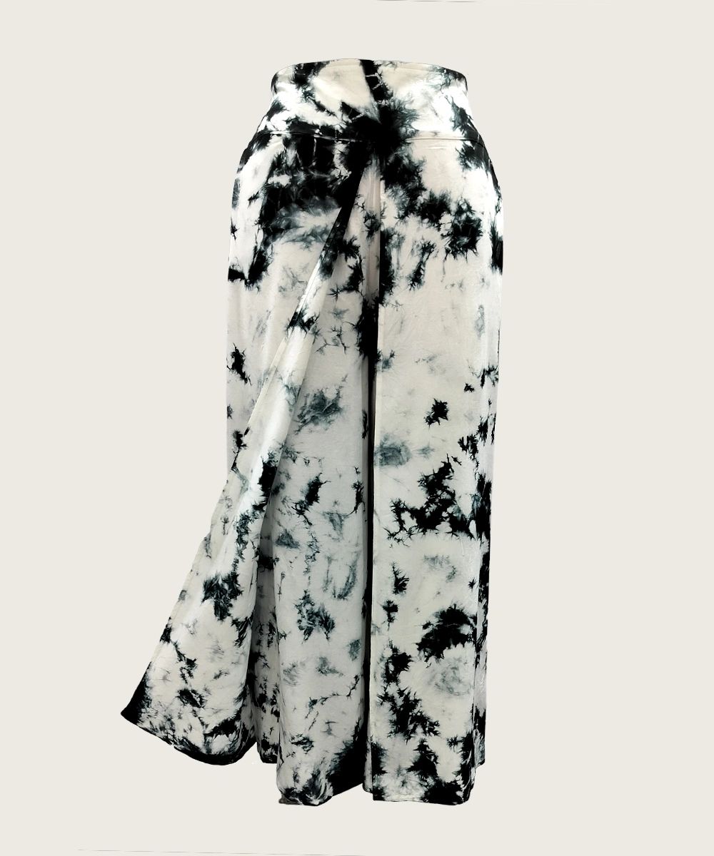 Women’s Stylish Flared Pleated Tie and Dye Rayon Pants SHP 2002