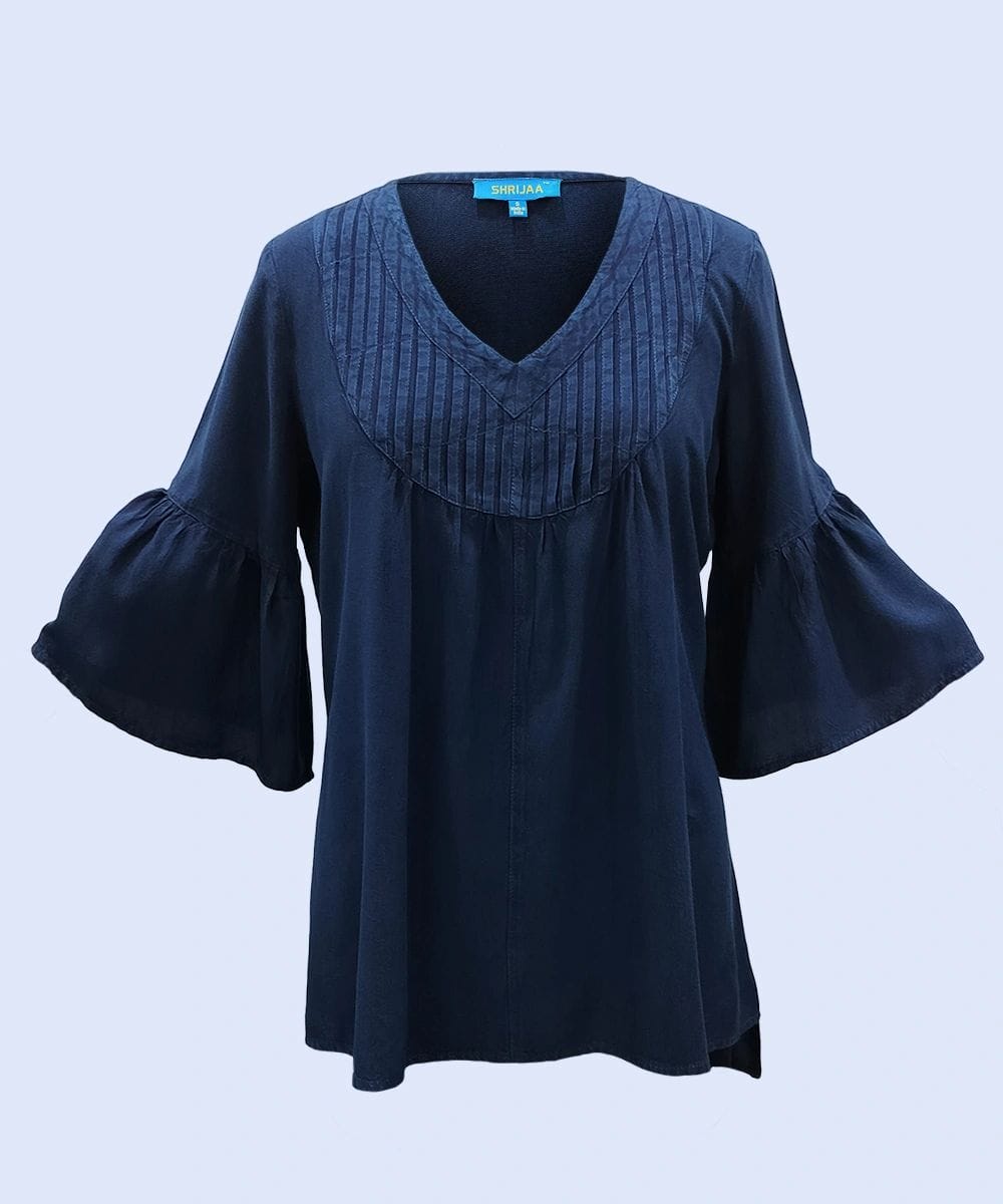 Stylish Vintage Medieval V-Neck 3/4 Sleeve Top for Ladies SHT-1985