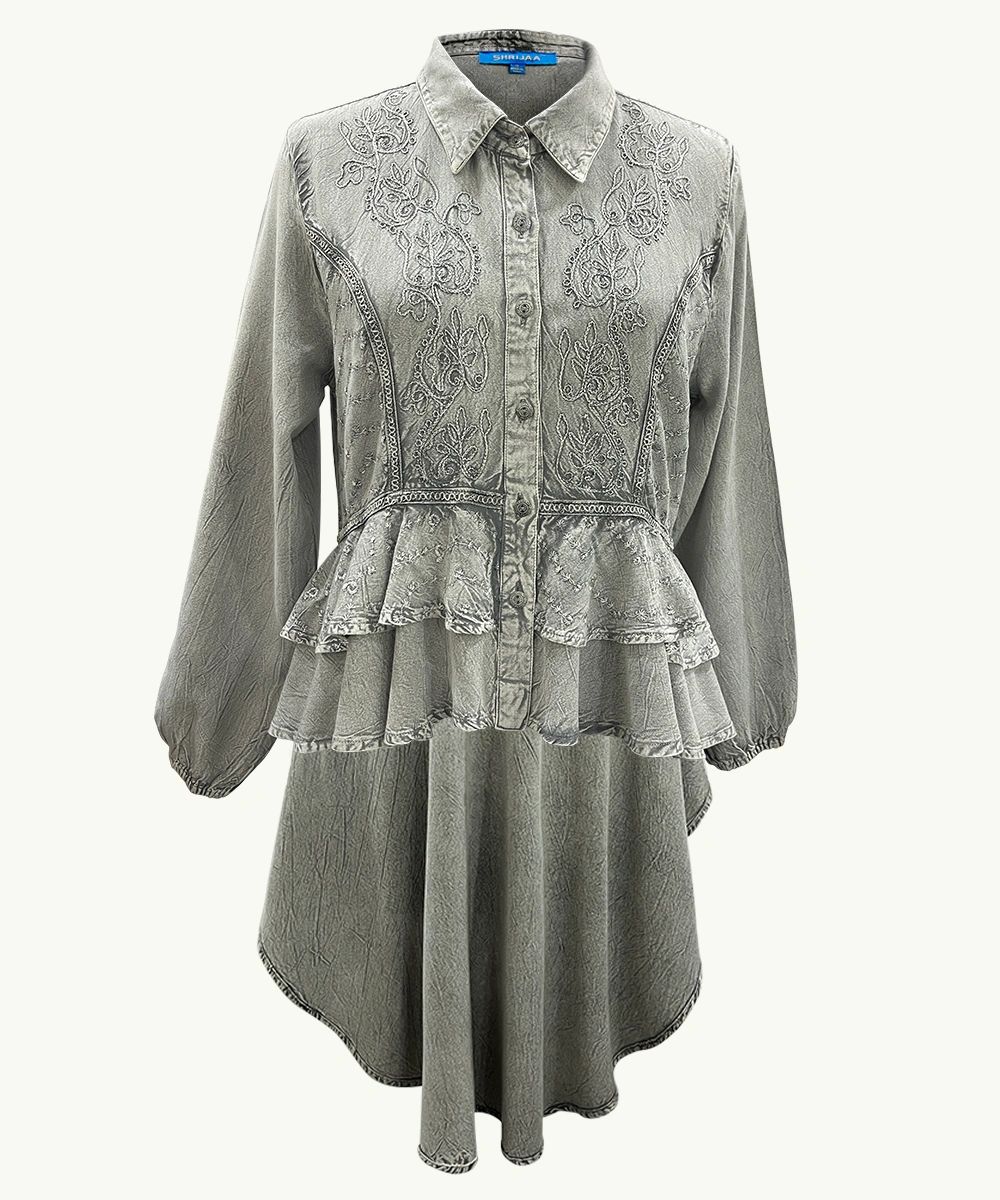 Women's Collared Neck Full Sleeve Top SHT-1976