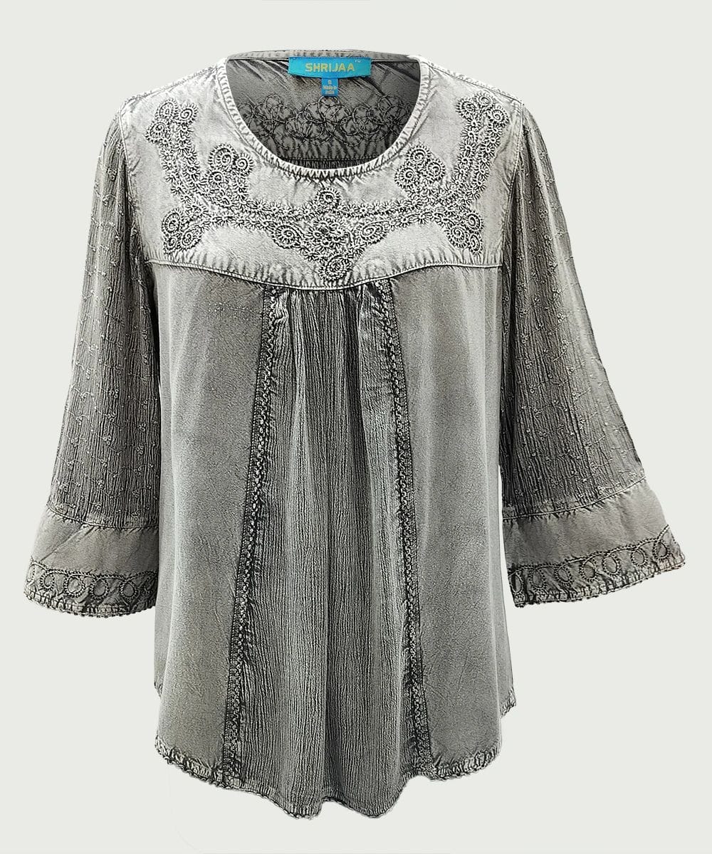 Vintage Medieval V-Neck 3/4 Sleeves Top for Women SHT-2007