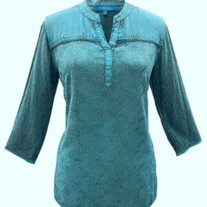Artisan-Inspired Trendy Female Tops 100% Rayon V-Neck with 3/4 Sleeves - SHT- 2021