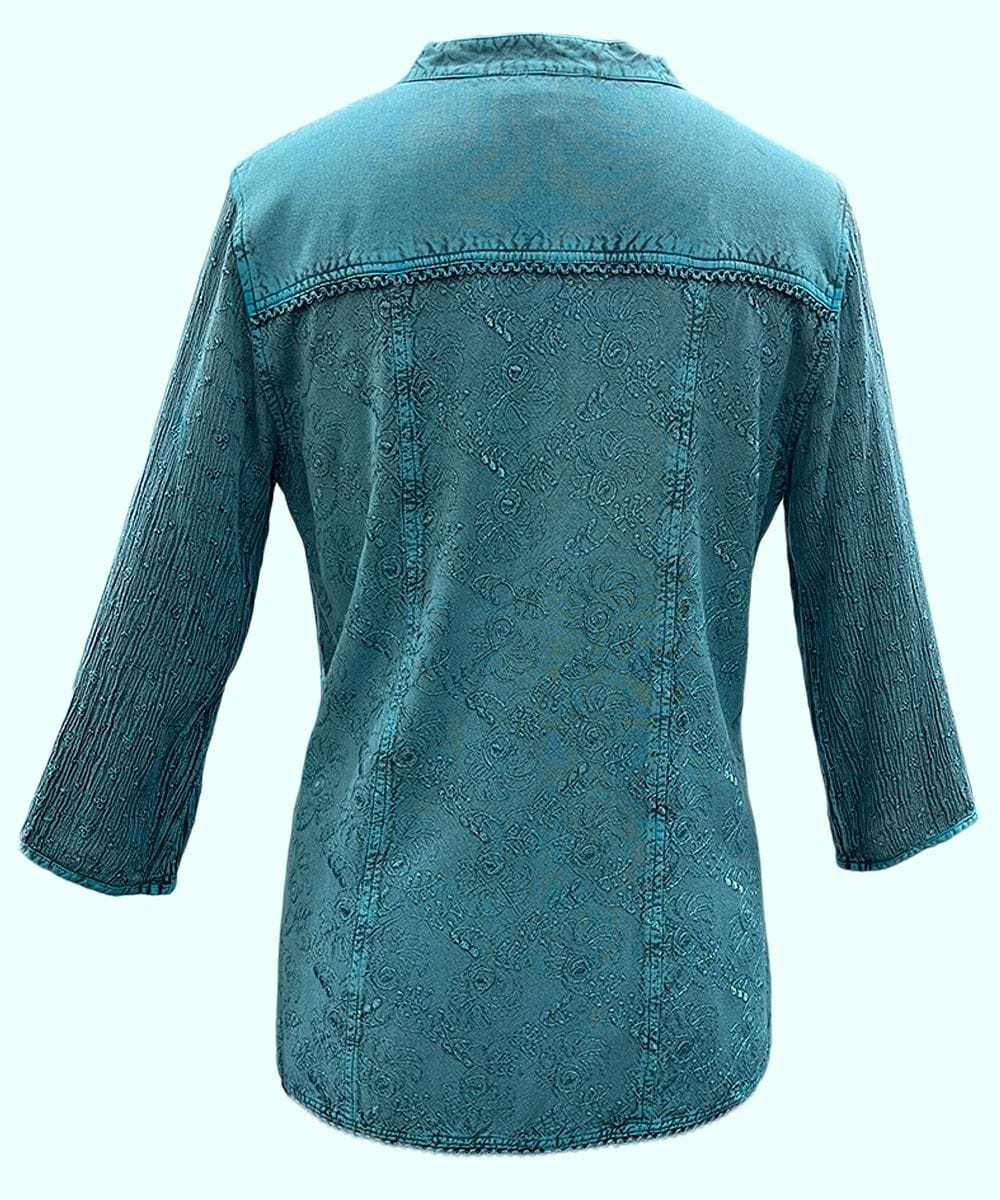 Artisan-Inspired Trendy Female Tops 100% Rayon V-Neck with 3/4 Sleeves - SHT- 2021 - Image 2