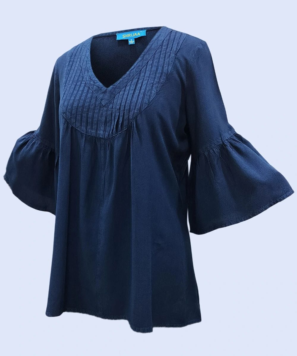 Stylish Vintage Medieval V-Neck 3/4 Sleeve Top for Ladies SHT-1985 - Image 2