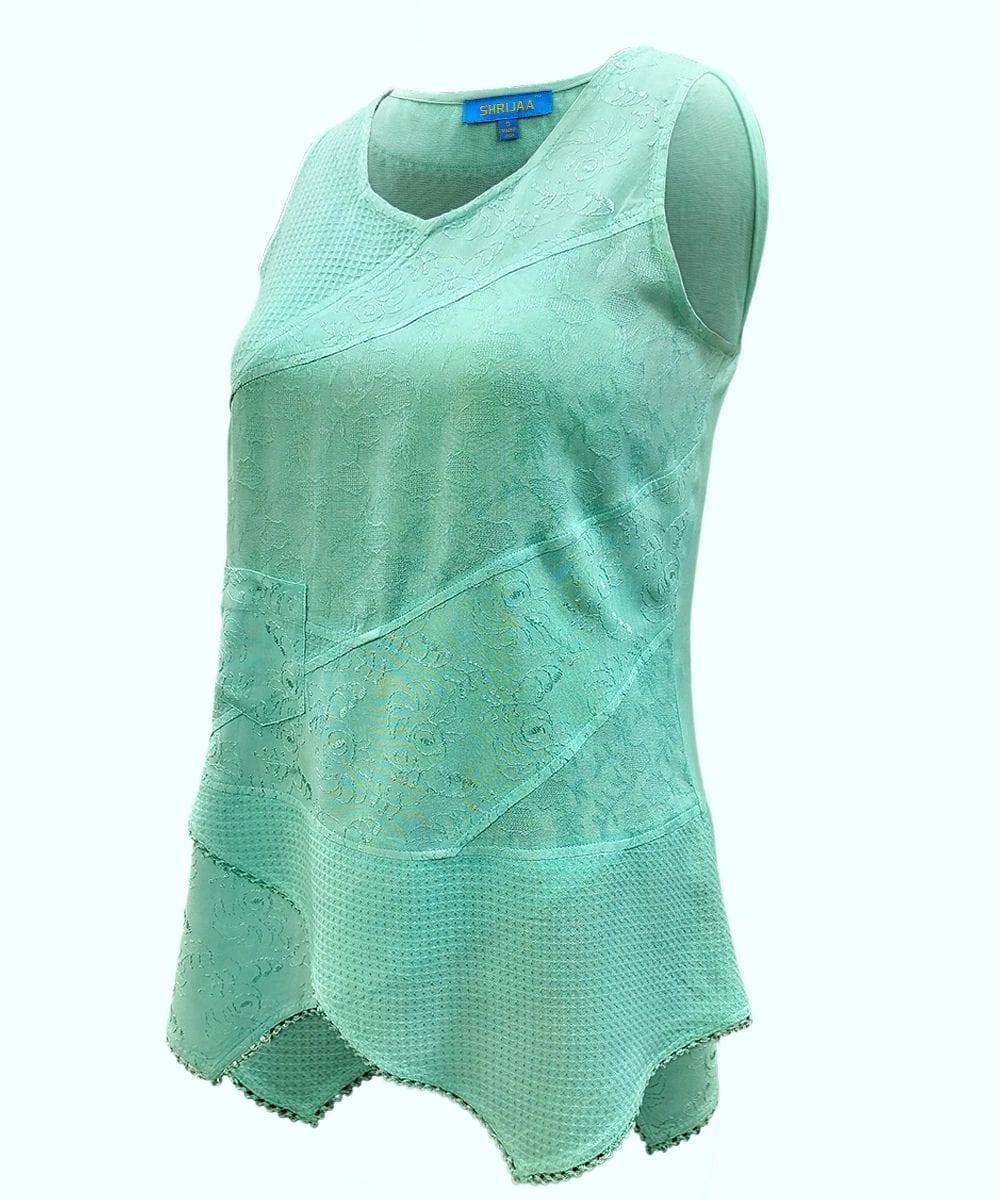 100% RAYON V NECK SLEEVELESS WOMEN?S STYLISH TOP SHT-2023 - Image 2