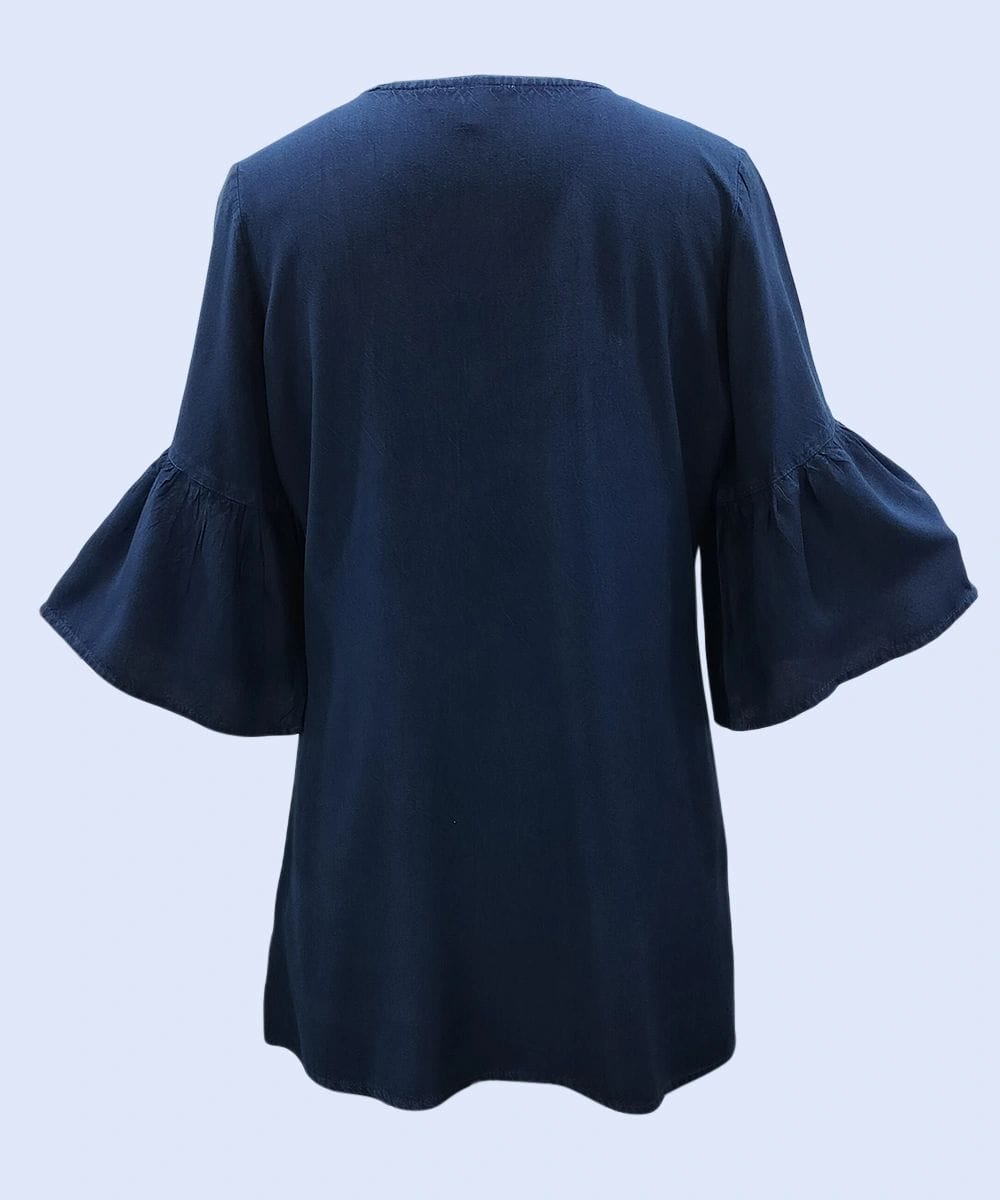Stylish Vintage Medieval V-Neck 3/4 Sleeve Top for Ladies SHT-1985 - Image 3