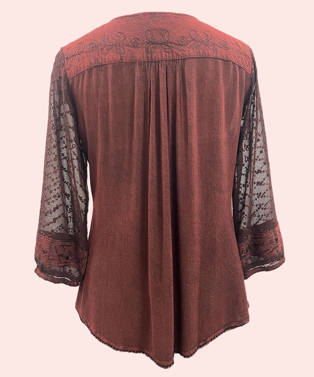 Trendy Female V Neck ? Sleeve Top Blouse SHT-1974 - Image 3