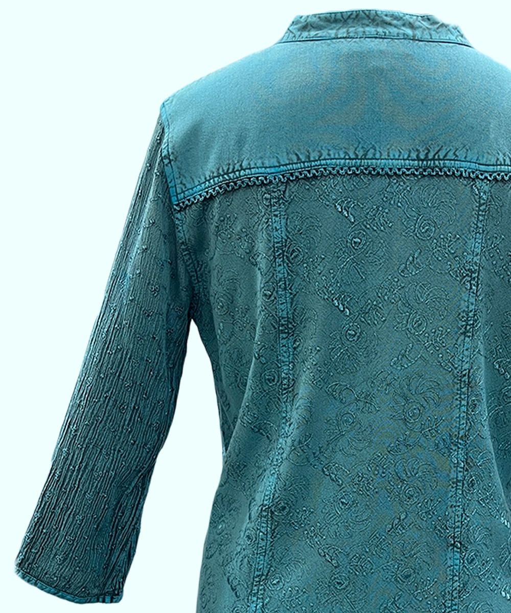 Artisan-Inspired Trendy Female Tops 100% Rayon V-Neck with 3/4 Sleeves - SHT- 2021 - Image 5