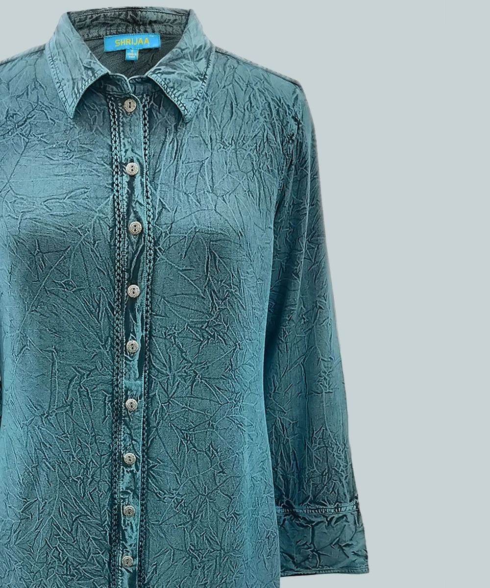 Collared Neck Full Sleeves Ladies Designer Shirt SHS-2006 - Image 4