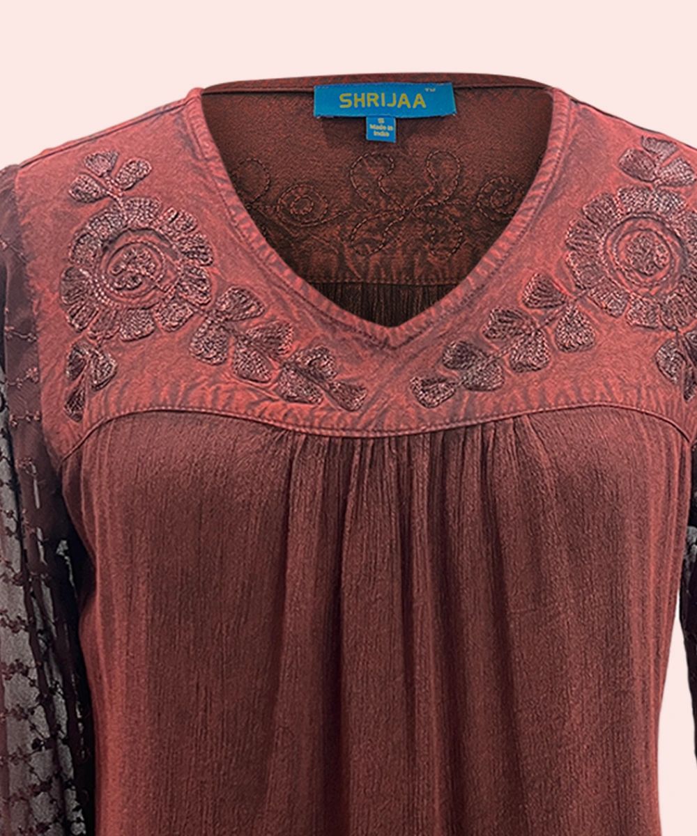 Trendy Female V Neck ? Sleeve Top Blouse SHT-1974 - Image 4