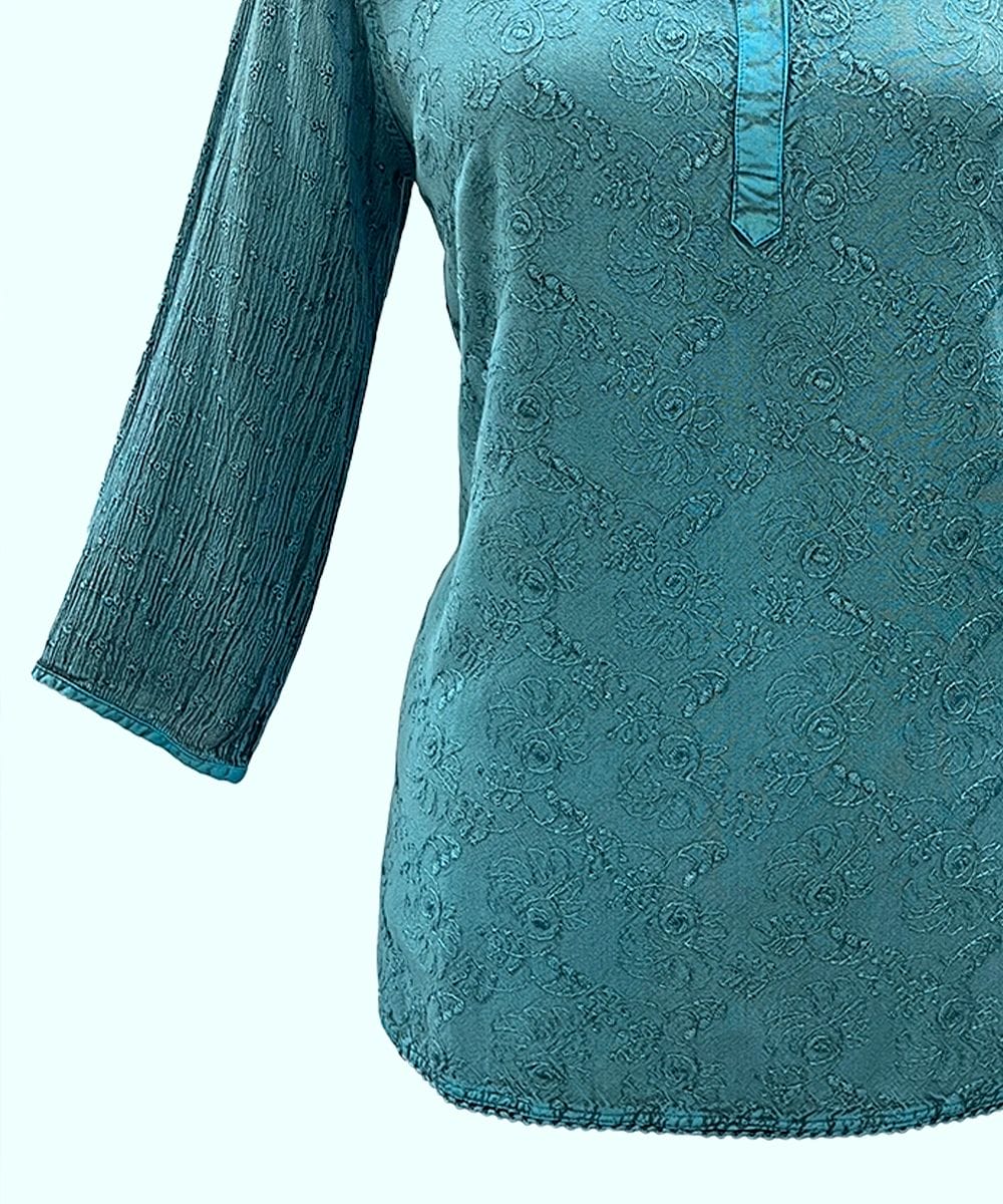 Artisan-Inspired Trendy Female Tops 100% Rayon V-Neck with 3/4 Sleeves - SHT- 2021 - Image 4