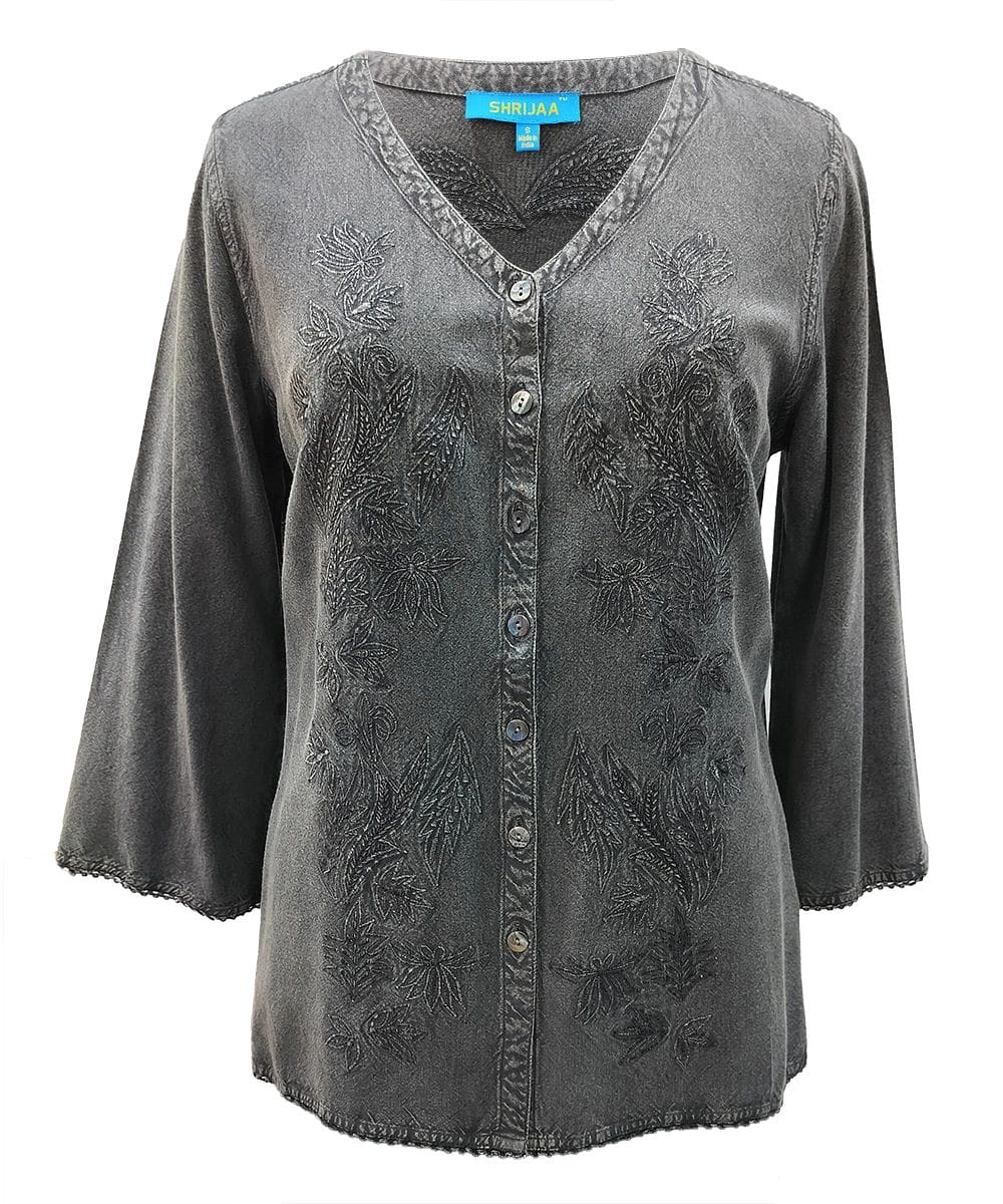 Elegant 100% Rayon Women's Designer Top ? V-Neck, ? Sleeves - SHT-2013