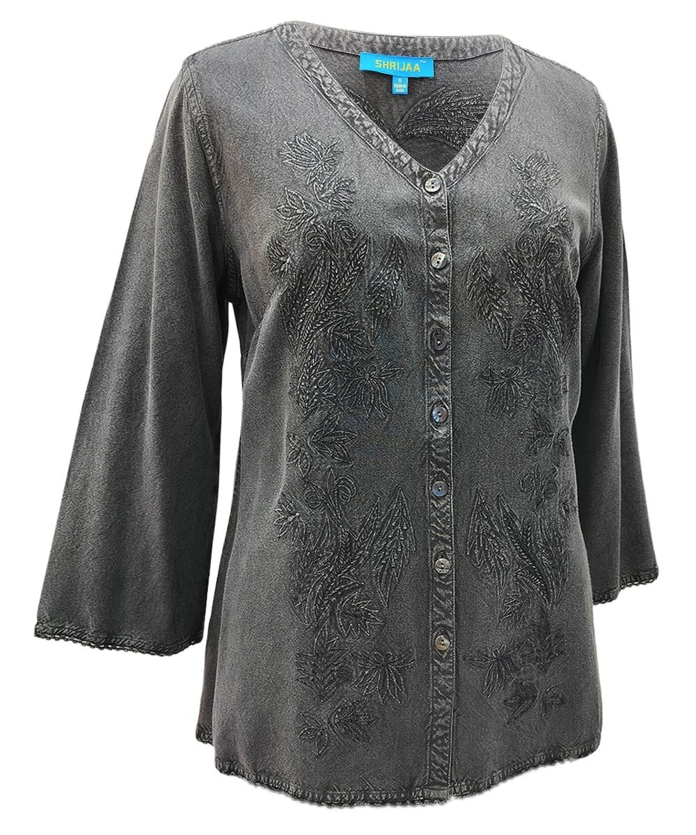 Elegant 100% Rayon Women's Designer Top ? V-Neck, ? Sleeves - SHT-2013 - Image 2