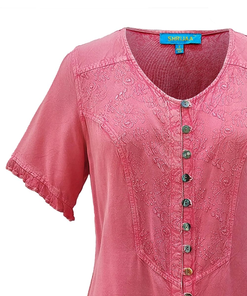 Women's Stylish Top 100% Rayon V-neck Short Sleeves SHT- 2012 - Image 3