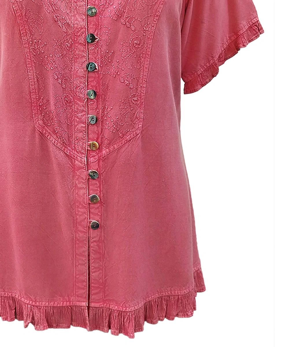 Women's Stylish Top 100% Rayon V-neck Short Sleeves SHT- 2012 - Image 4