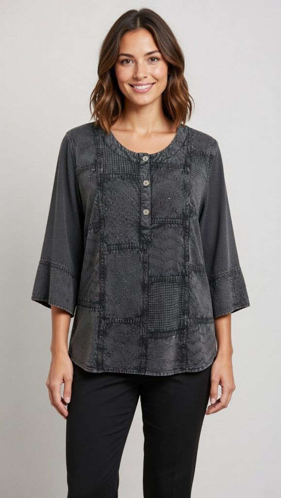 SHRIJAA Artisan Patchwork Embroidered Tunic Top
