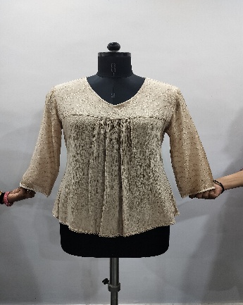 Designer Top Women Georgette Schiffli Embroidered V-Neck Tunic - SHT-2025 - Image 2