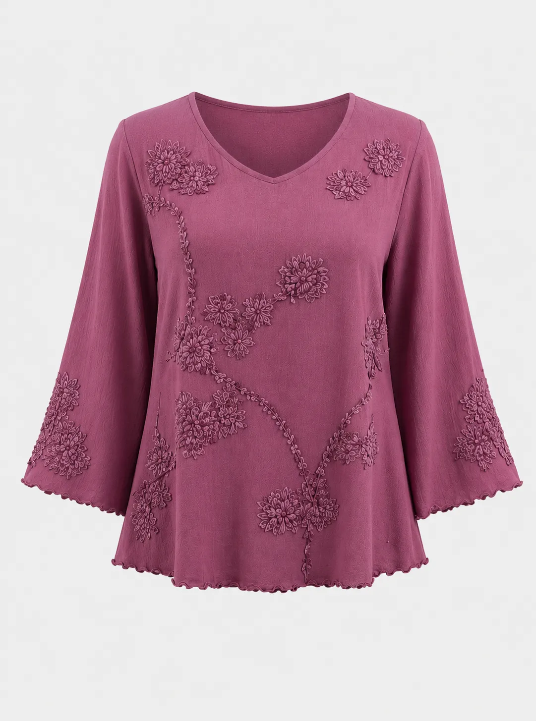 Women's Rayon Top with Cotton Floral Appliqua, Chikankari & Lace SHT-2038 - Image 2