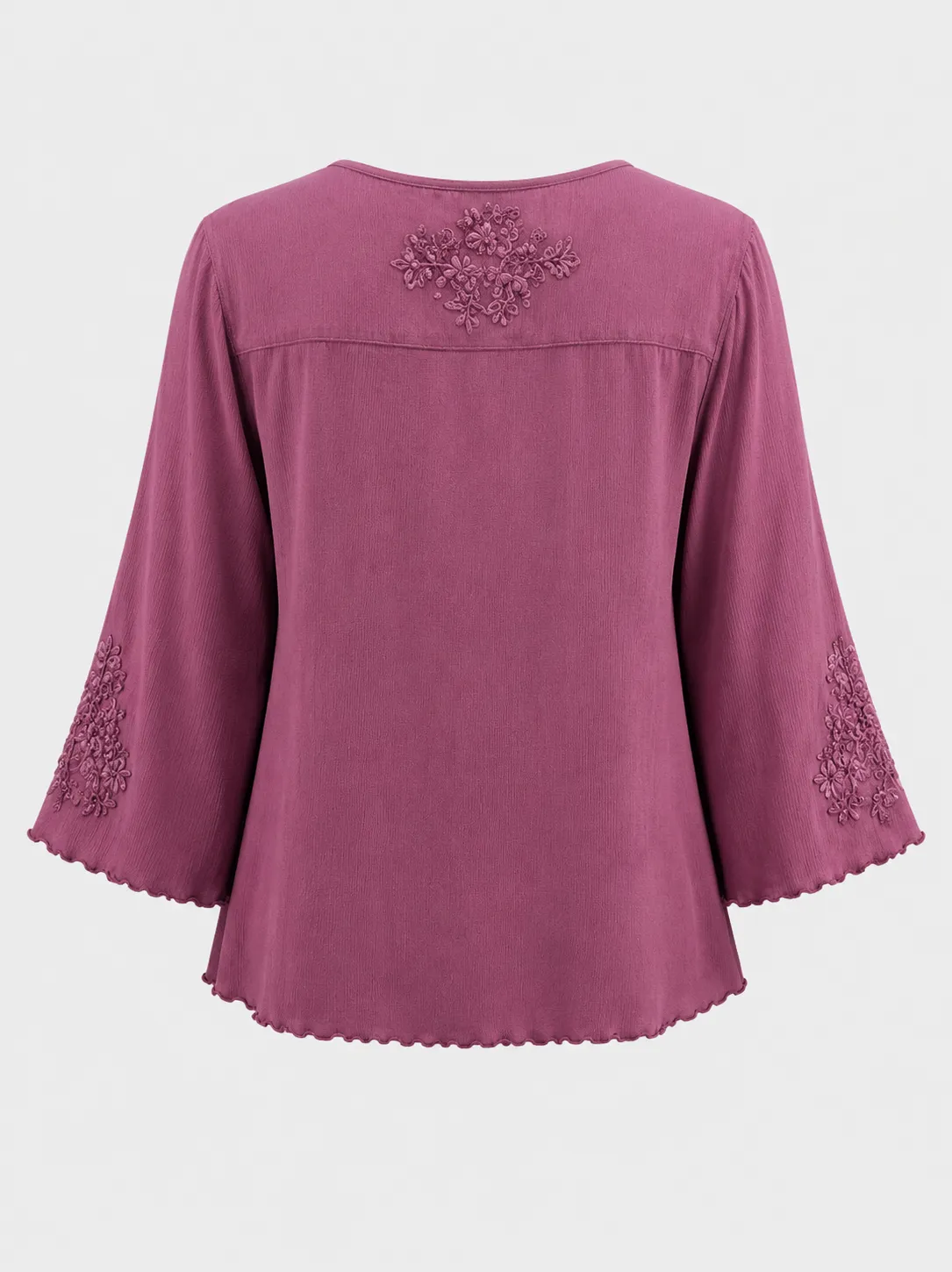 Women's Rayon Top with Cotton Floral Appliqua, Chikankari & Lace SHT-2038 - Image 3