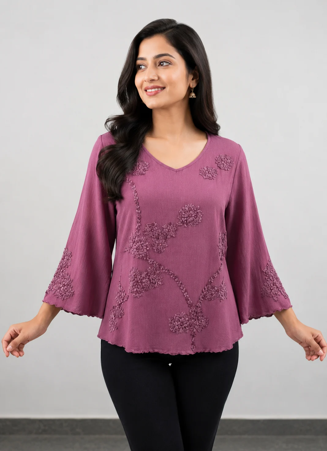 Cotton Floral Appliqua top