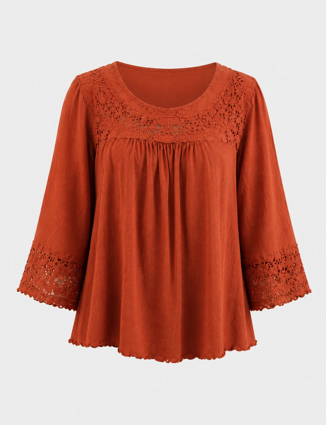 Women's 100% Rayon Aari Embroidered Top with Lace Trim (SHT-2039) - Image 2