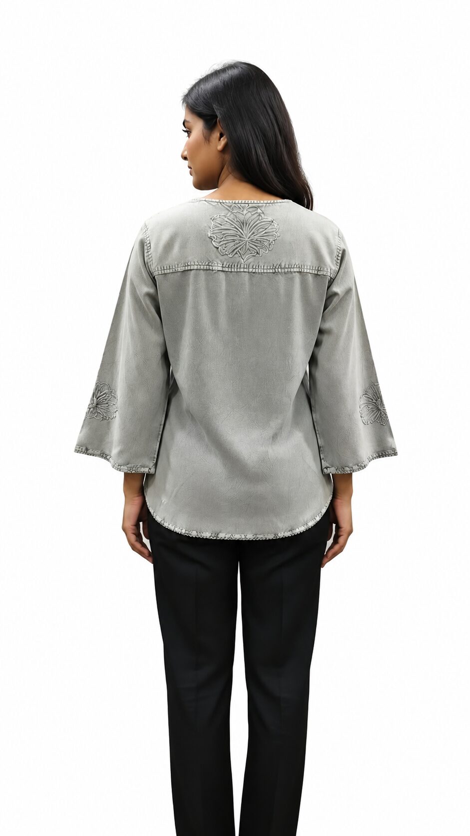 Women's 100% Rayon Chikankari & Lace Embroidered Top SHT-2034 - Image 2