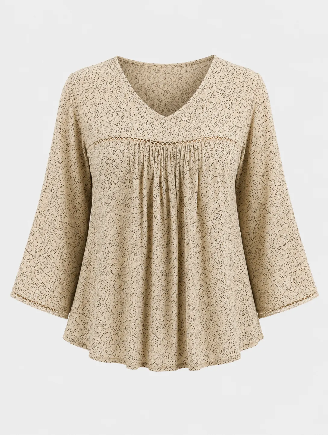 Women's Rayon Crepe Georgette Chikankari Embroidered Top Khaki SHT-2036 - Image 2