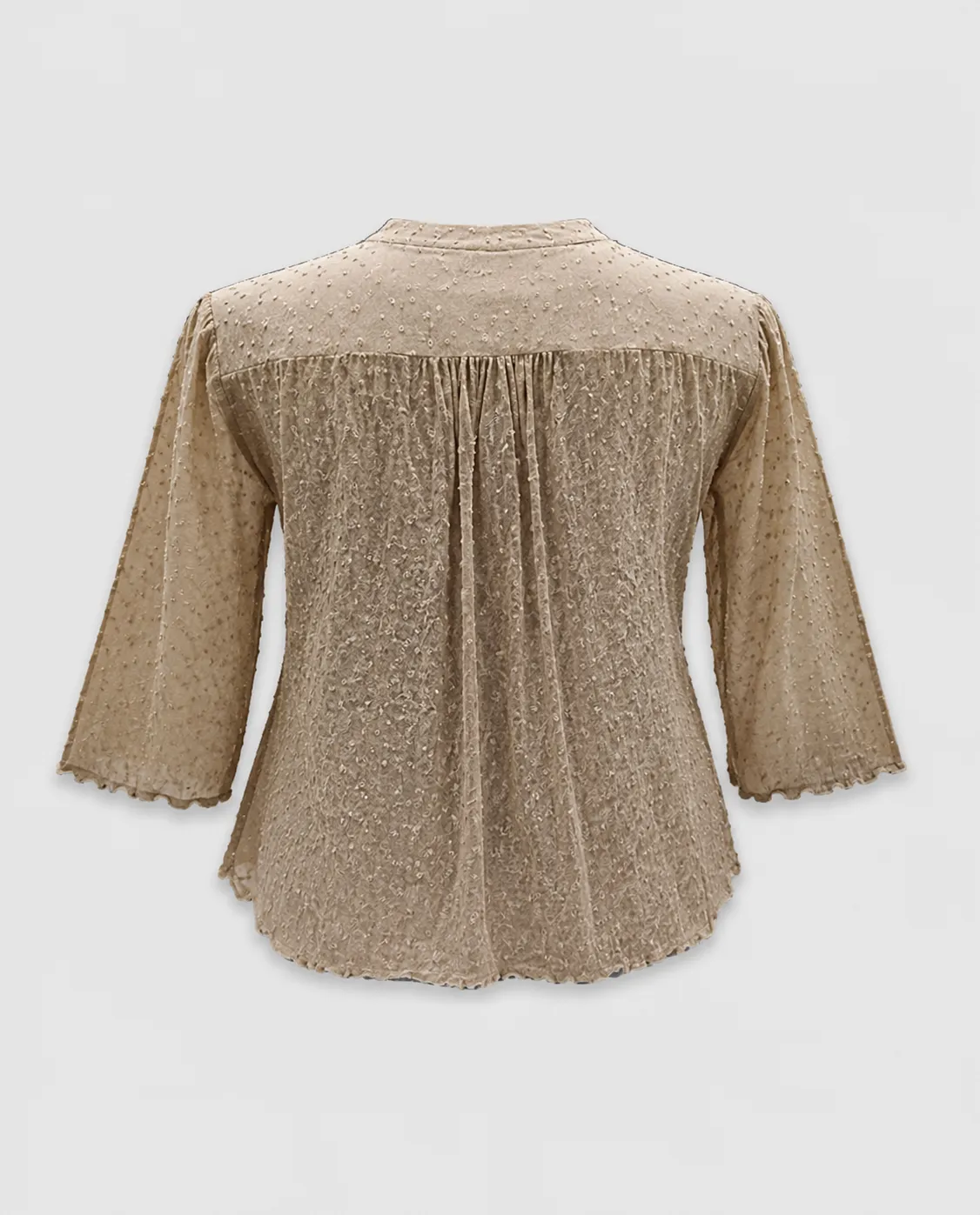 Women's Rayon Crepe Georgette Chikankari Embroidered Top Khaki SHT-2036 - Image 3
