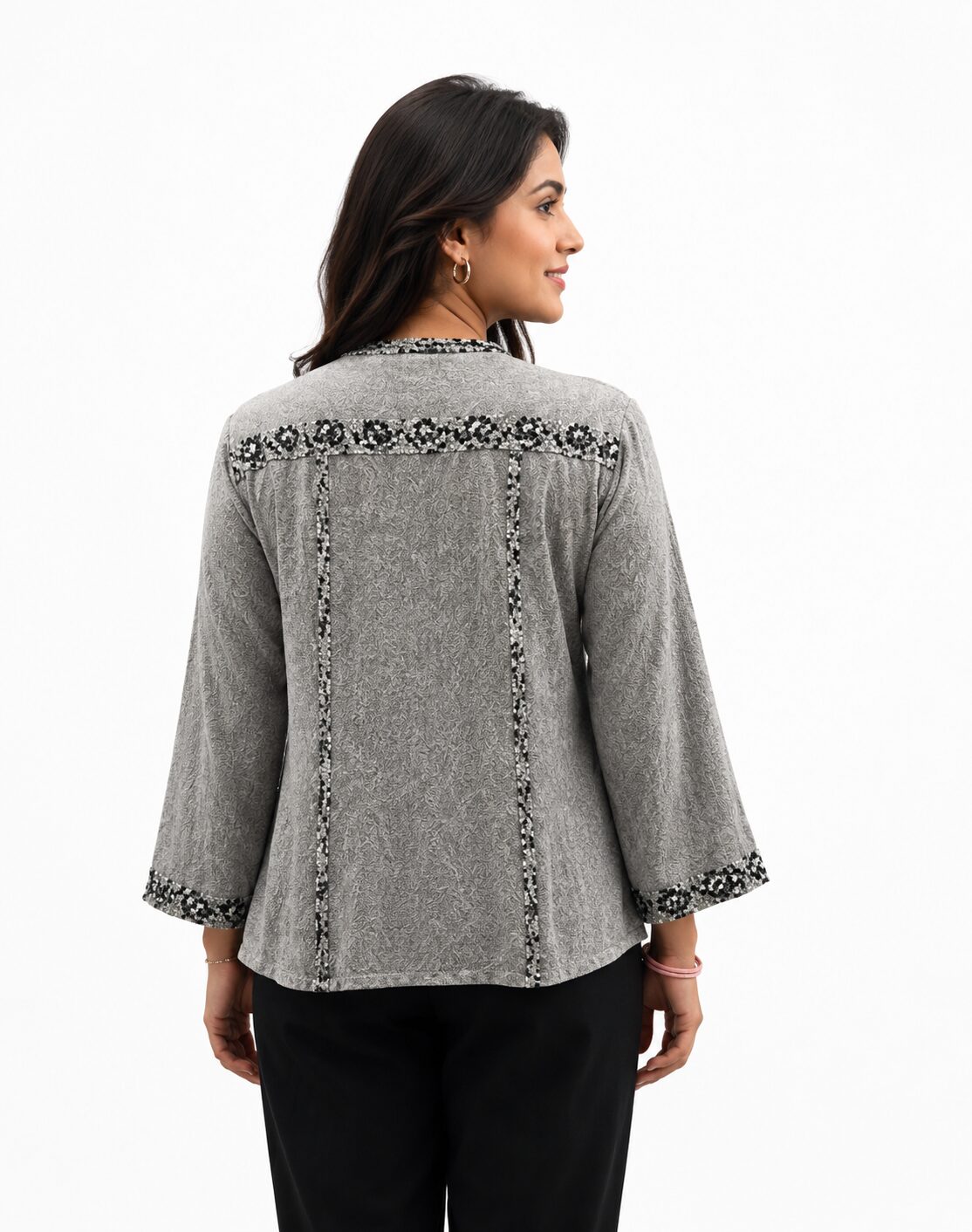 Women's 100% Rayon Lace Embroidered Ethnic Top (SHT-2033) - Image 2