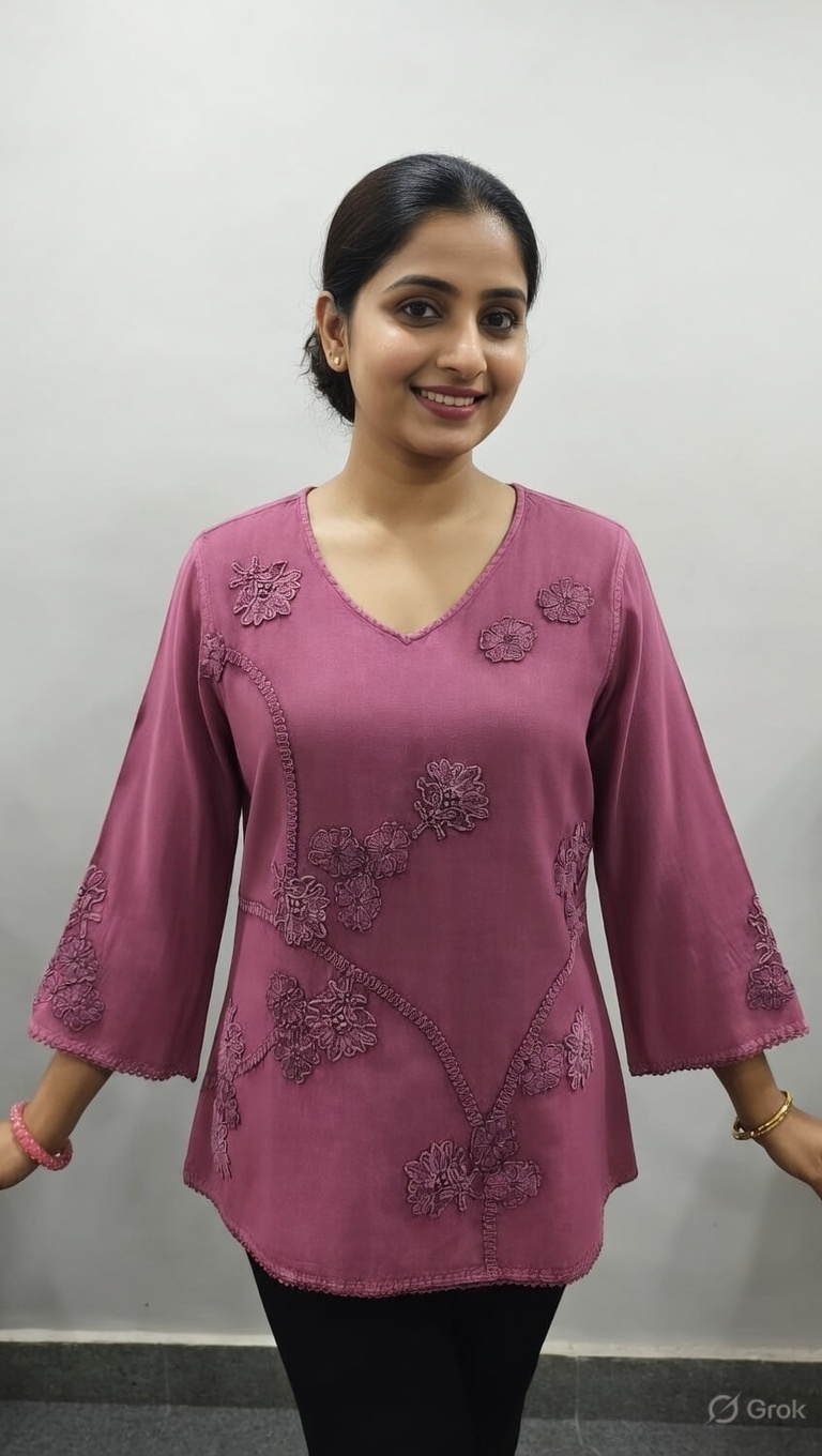 Cotton Floral Appliqua top