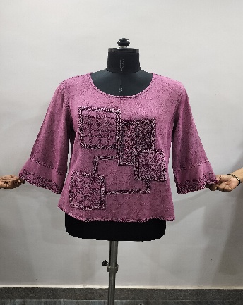 Women's 100% Rayon Jacquard & Aari Embroidered Top with Lace