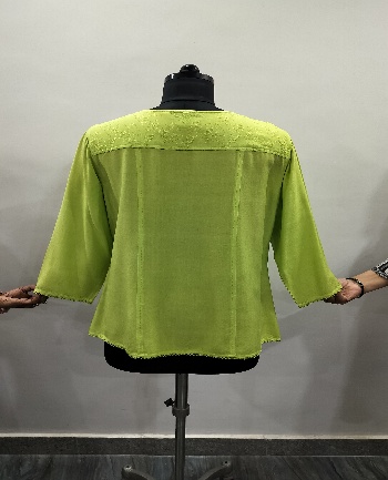 Women's 100% Rayon Chikankari Embroidered Top with Lace Trim back