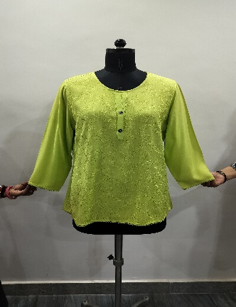 Women's 100% Rayon Chikankari Embroidered Top with Lace Trim Front